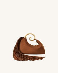 Nell Fringe Hardware Top Handle Bag - Mocha Brown