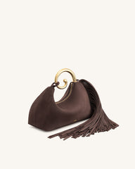 Nell Fringe Hardware Top Handle Bag - Deep Brown