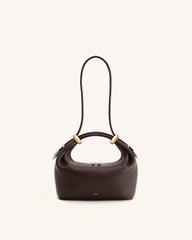 Ellie Metal Ring Embellished Top Handle Bag - Dark Brown