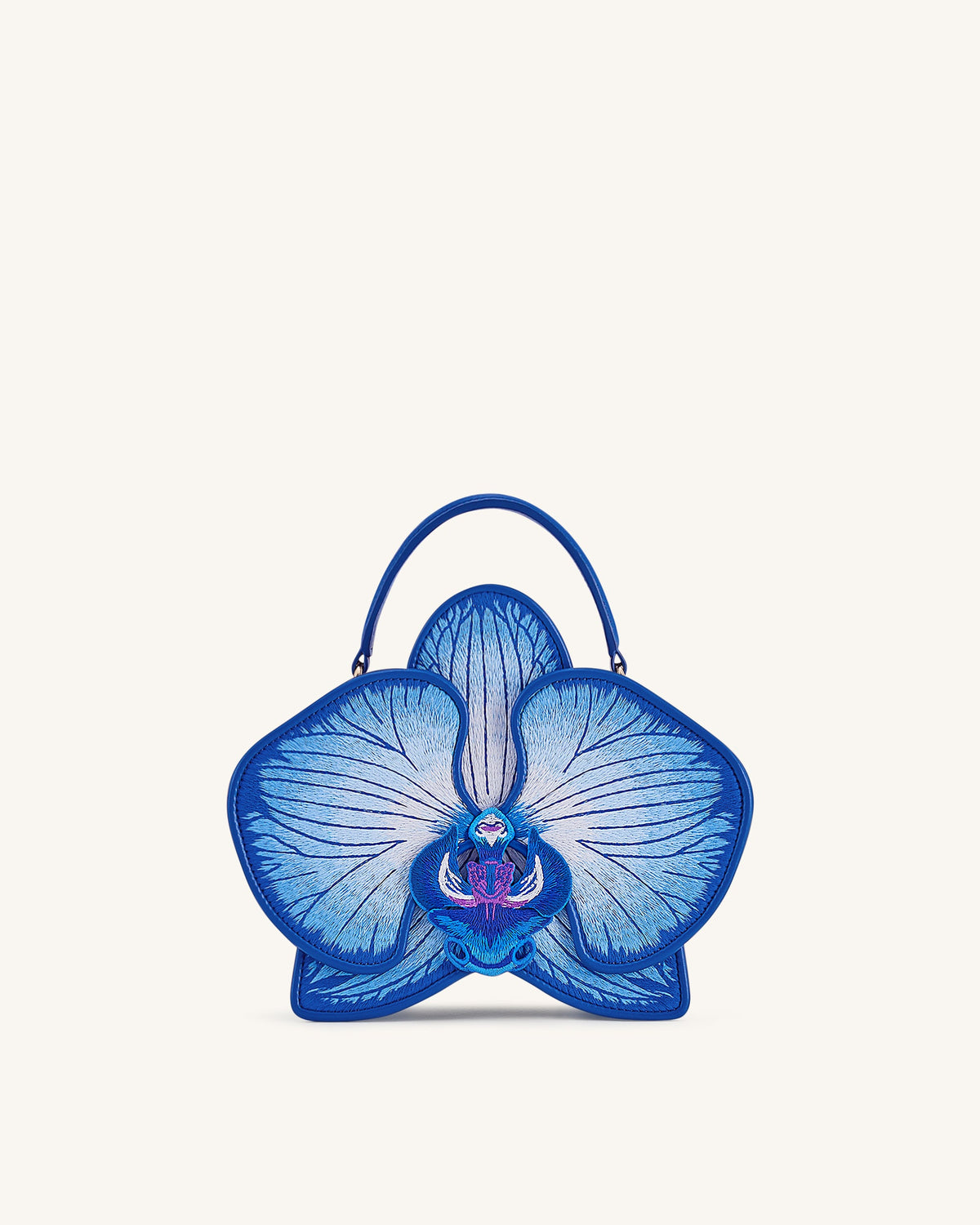 Flora Orchid Shaped Top Handle Bag - Blue