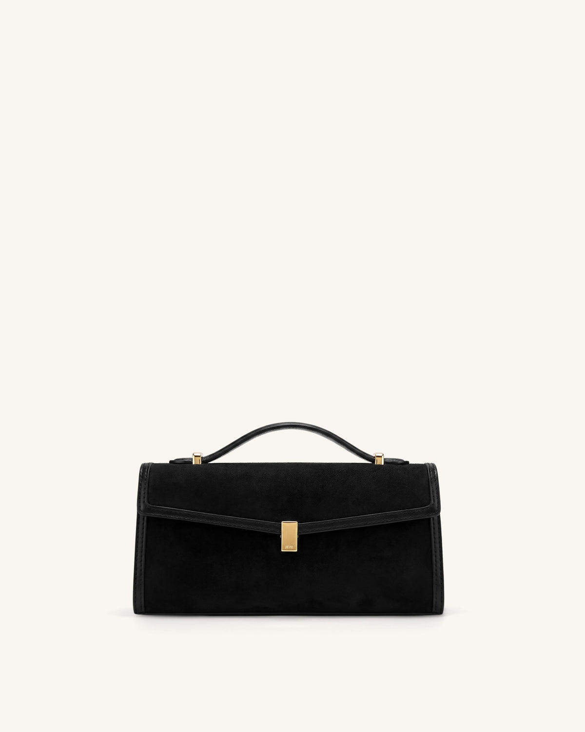 Delphine Faux Suede Top Handle Bag - Black
