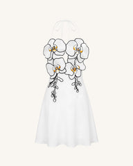 Orchid Embroidered Halter Mini Dress - White
