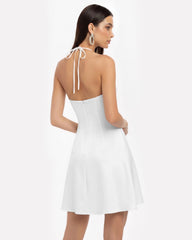 Orchid Embroidered Halter Mini Dress - White