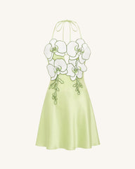 Orchid Embroidered Halter Mini Dress - Light Green