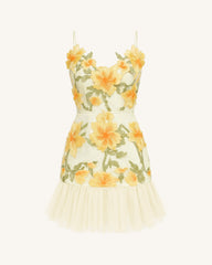 Floral Sling Mini Dress - Marigold