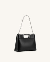 Elodie Chain Handle Top Handle Bag - Black