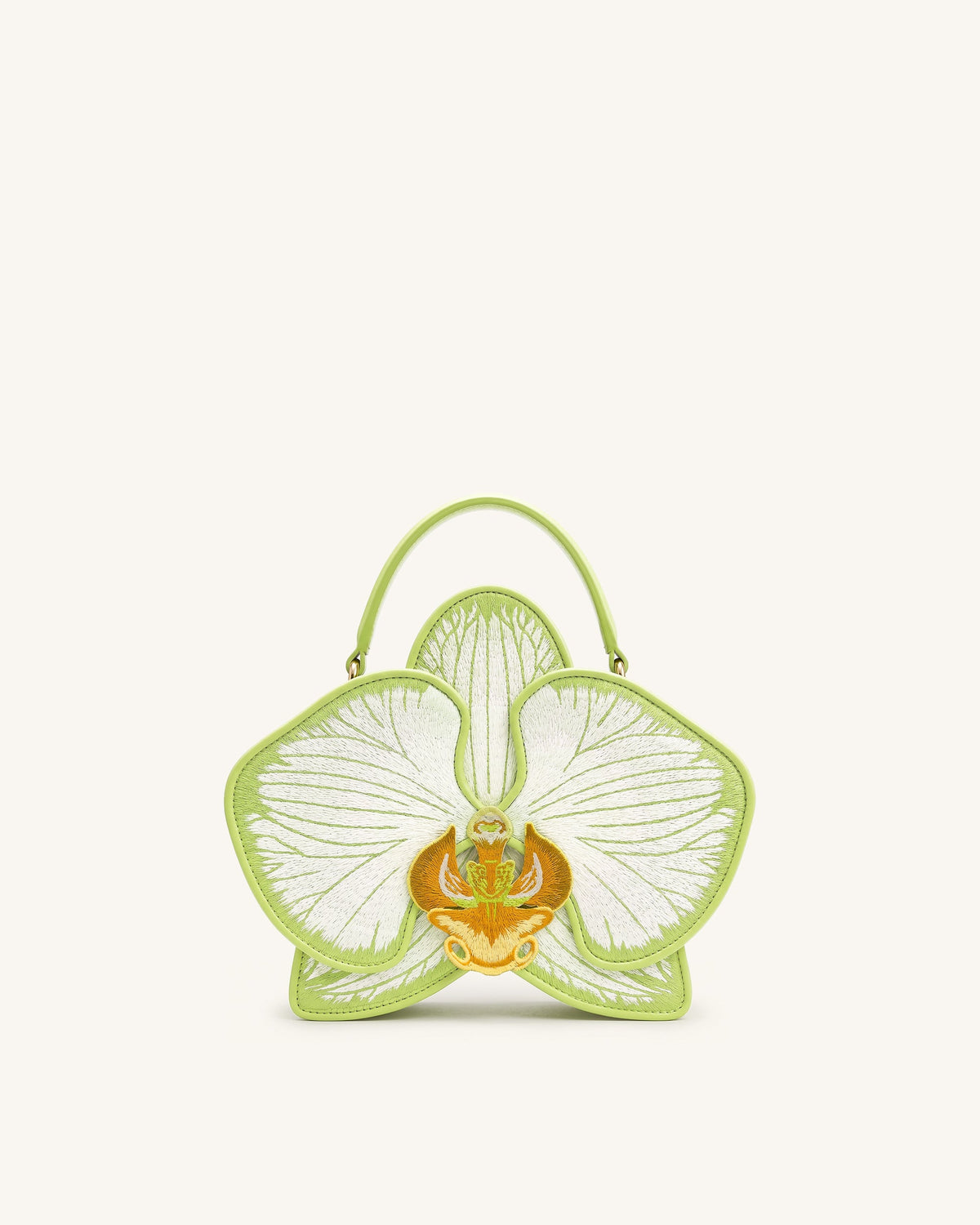 Flora Orchid Shaped Top Handle Bag - Light Green