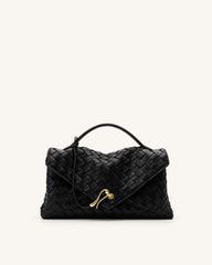 Celeste Woven Envelope Bag - Black