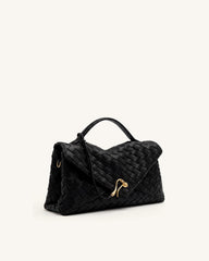 Celeste Woven Envelope Bag - Black