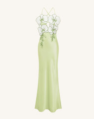 Orchid Embroidered Dress - Light Green/Ivory