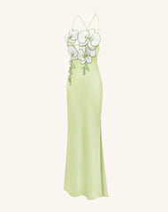 Orchid Embroidered Dress - Light Green/Ivory