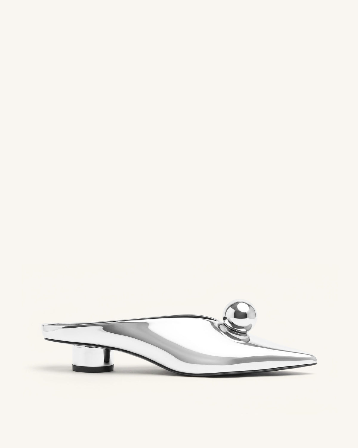 Helena Gold Sphere Pointed Toe Mules - Silver