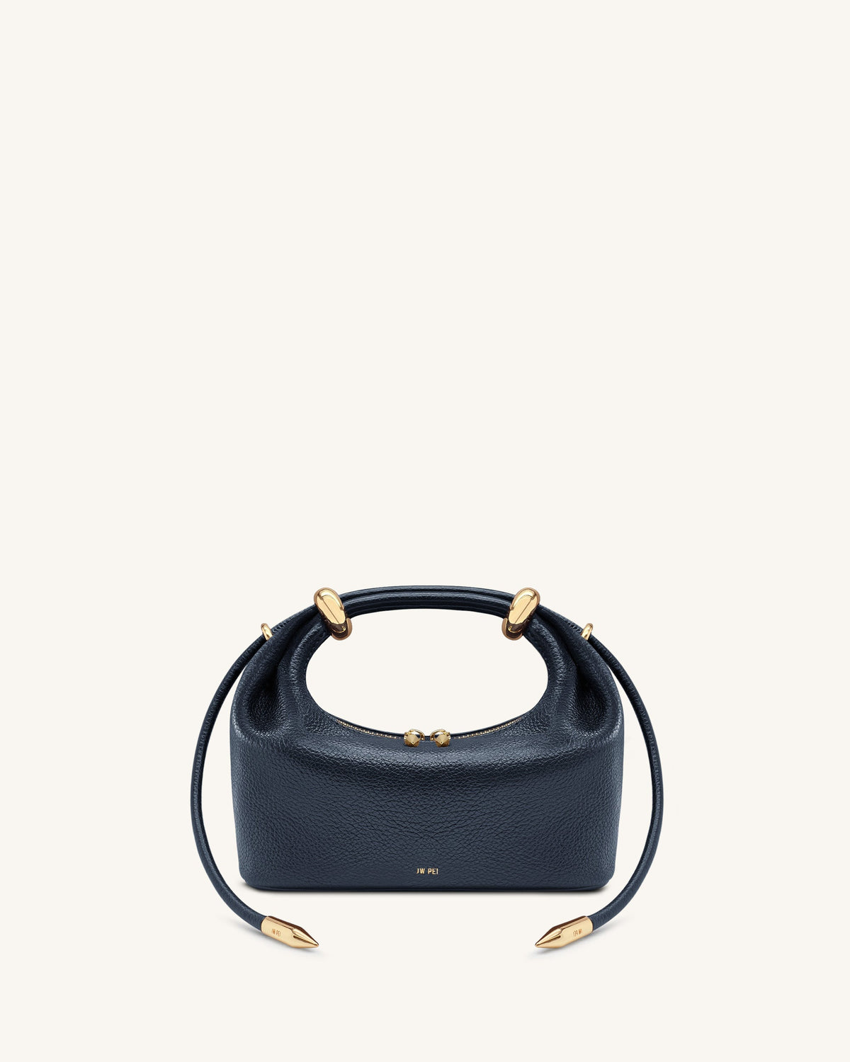 Ellie Metal Ring Embellished Top Handle Bag - Navy