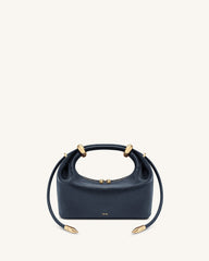 Ellie Metal Ring Embellished Top Handle Bag - Navy