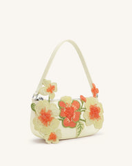 Leona Bead Embellished Shoulder Bag - Off White