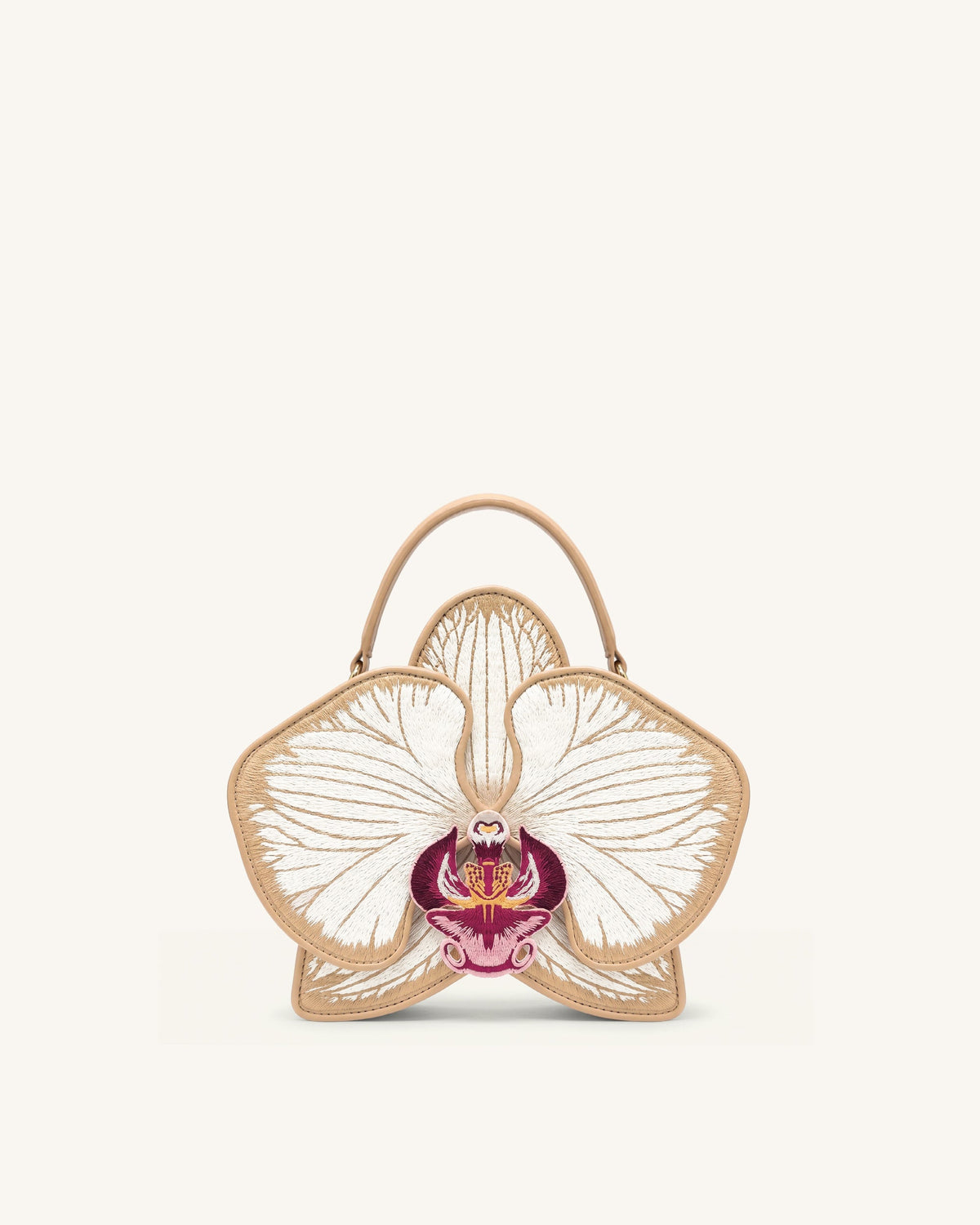 Flora Orchid Shaped Top Handle Bag - Champagne