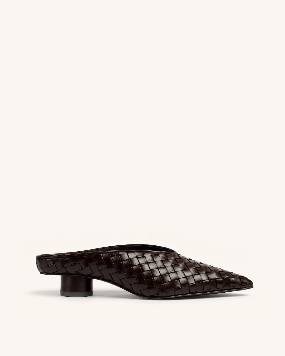 Helena Woven Textured Pointed Toe Mules - Burgundy