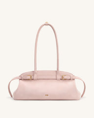 Arden Faux Suede Belt Detail East-West Shoulder Bag - Pink