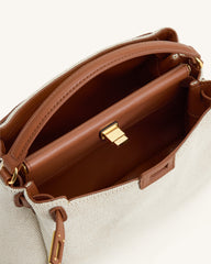 Carmen Top Handle Bag - Brown Canvas
