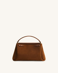 Carmen Faux Suede Top Handle Bag - Brown