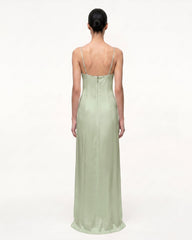 Iris Motif Satin Slip Gown - Light Green/Purple