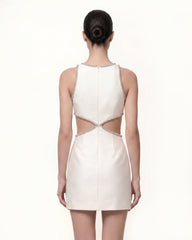Beaded Trim Floral Mini Dress - White