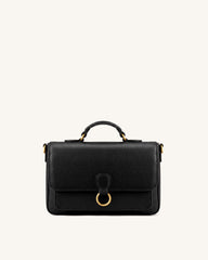 Mirelle Pebbled Top Handle Satchel - Black