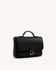 Mirelle Pebbled Top Handle Satchel - Black