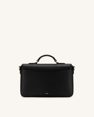 Mirelle Pebbled Top Handle Satchel - Black
