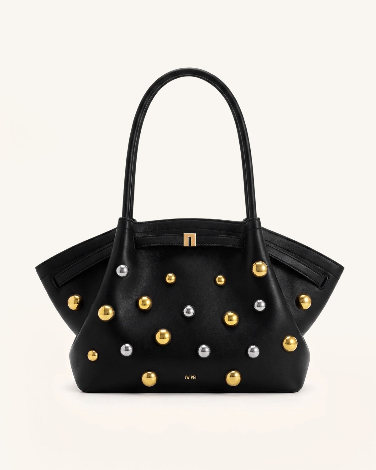 Hana Large Studded Tote Bag - Dark Black