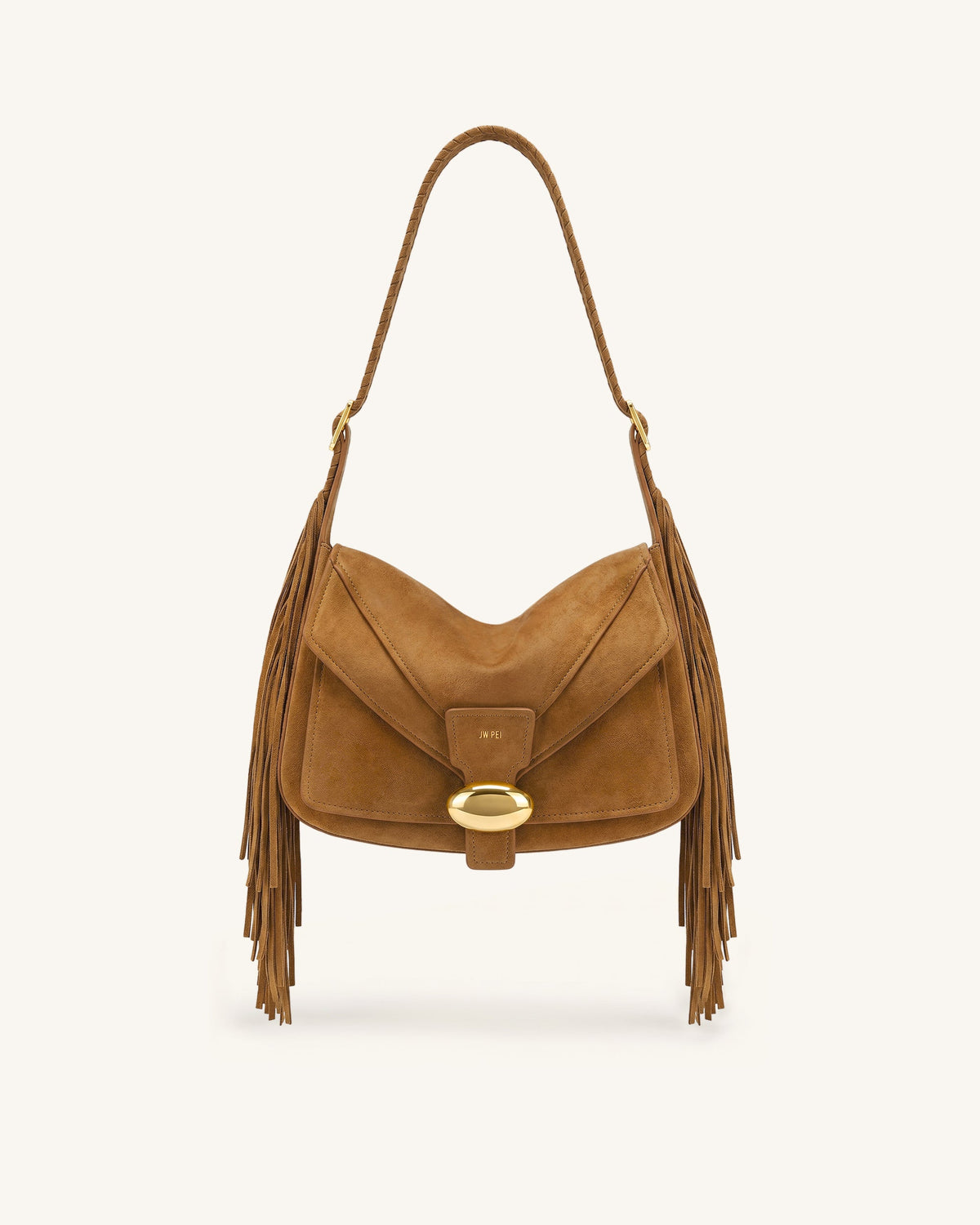 Avery Fringe Faux Suede Shoulder Bag - Brown