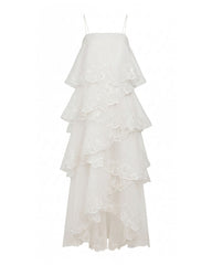 Orchid Embroidered Layered Maxi Dress - White