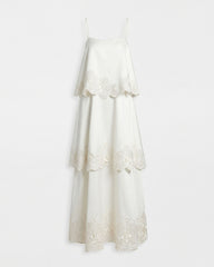 Orchid Embroidered Tiered Maxi Dress - White