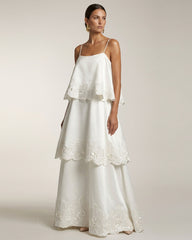 Orchid Embroidered Tiered Maxi Dress - White