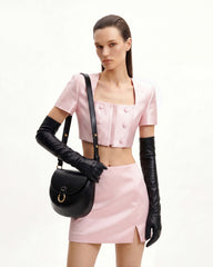 Diana Ring Flap Saddle Bag - Black