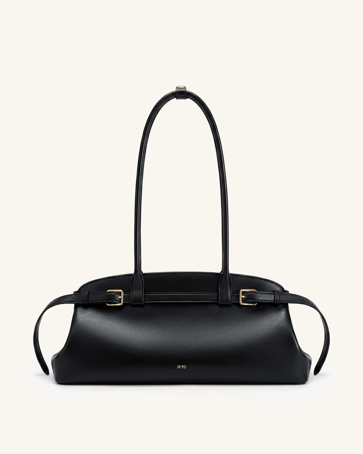Arden Belt Detail East-West Shoulder Bag - Black