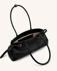 Arden Belt Detail East-West Shoulder Bag - Black