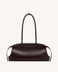 Arden Belt Detail East-West Shoulder Bag - Dark Brown