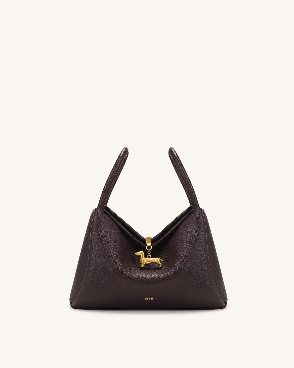 Maelle Dachshund Charm Double Handle Bag - Dark Brown