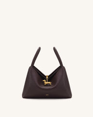 Maelle Dachshund Charm Double Handle Bag - Dark Brown