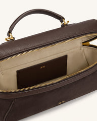 Cleo Faux Suede Vanity Bag - Dark Brown