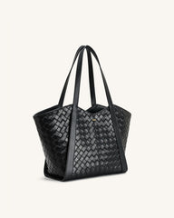 Kiana Large Capacity Weave Texture Tote Bag - Black