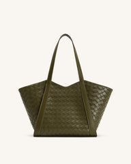 Kiana Large Capacity Weave Texture Tote Bag - Dark Olive