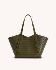Kiana Large Capacity Weave Texture Tote Bag - Dark Olive