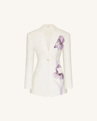 Iris Embroidery Hourglass Blazer - White