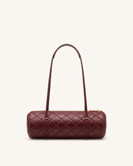 Marcella Quilted Cylinder Shoulder Bag - Burgundy