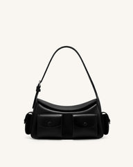 Corinne Multi-Pocket Shoulder Bag - Black