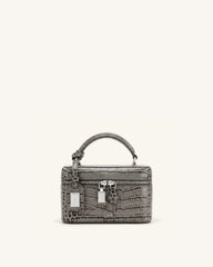 Cleo Box Shape Top Handle Bag - Grey Croc