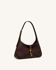 Juliette Key Charm East-West Shoulder Bag - Dark Brown