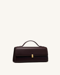 Delphine Flap Top Handle Bag - Dark Brown